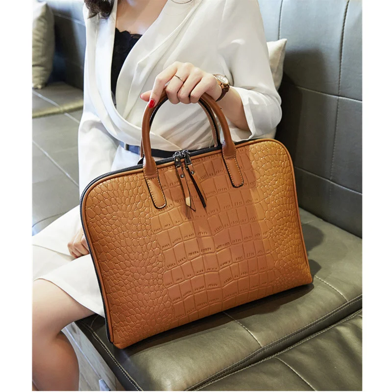 Business Women Briefcase Leather Handbag Woman Casual Totes14.1 15.6 Inch Laptop bag Shoulder Office Bags For Ladies Briefcases