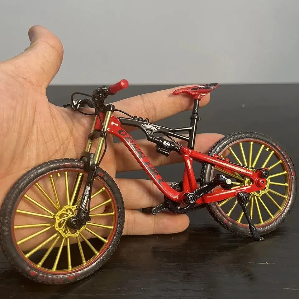 Mini modelo de bicicleta de liga 1/10, dedo de liga, mountain bike, simulação de corrida mágica, coleção adulta, brinquedos de estrada curvados, presente para crianças