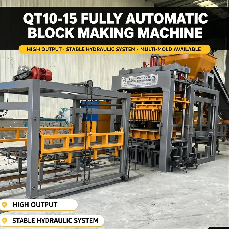 QT10-15 Hydraulic Concrete Block Machine with Competitive Price PLC Controlled Automatic Production Line Brick Making