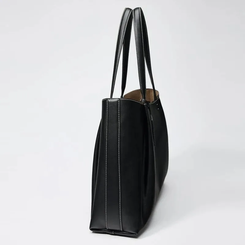 CLIP TOTE BAG, Damen Luxus-Handtasche im Modedesign, Einfarbige Schlichte Schultertasche, Hochwertige PU-Leder Handtaschen – Detail 6