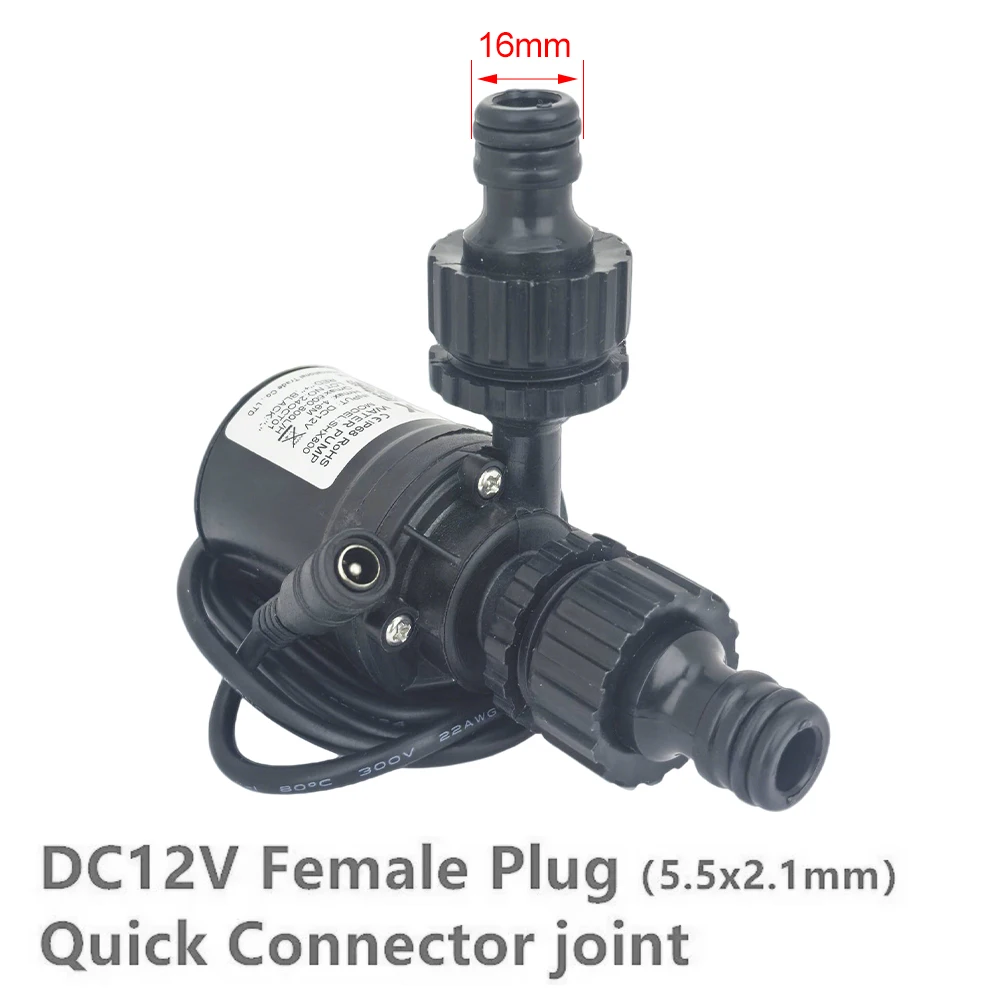Water Pump 12v High Pressure Ultra Quiet Solar DC 24V Lift 5M 800L/H Brushless Motor Submersible Water Pumps Quick Break Joint image 3