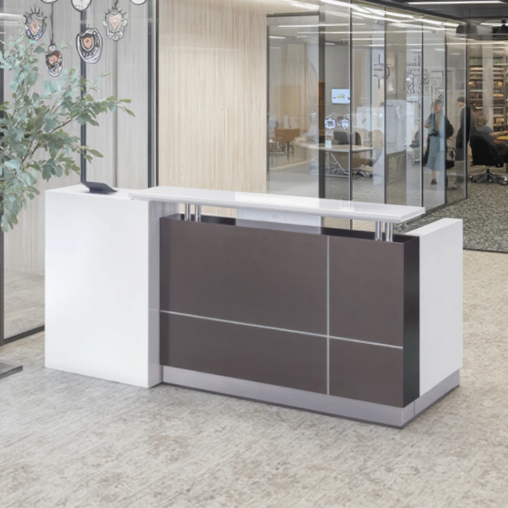 Modern Simple Reception Desk for Office & Beauty Salon Customizable Size with Logo Display Front Building Furniture