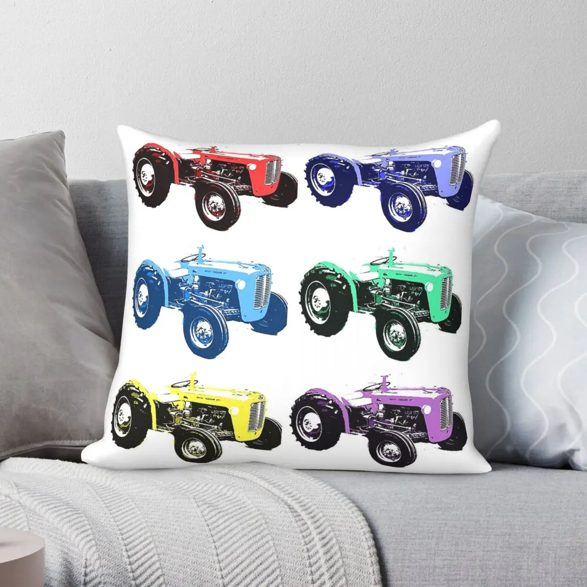 Tractor Kids Massey Ferguson Square Pillowcase Polyester Linen Velvet Pattern Zip Decor Pillow Case Bed Cushion Cover