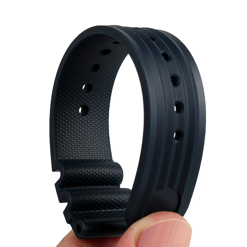 20mm 22mm para Seiko Prospex Skx007 SRP307 313 SKX779 SKX781 Water Ghost Diver correa de reloj de goma hombres Waffle correa de reloj de silicona