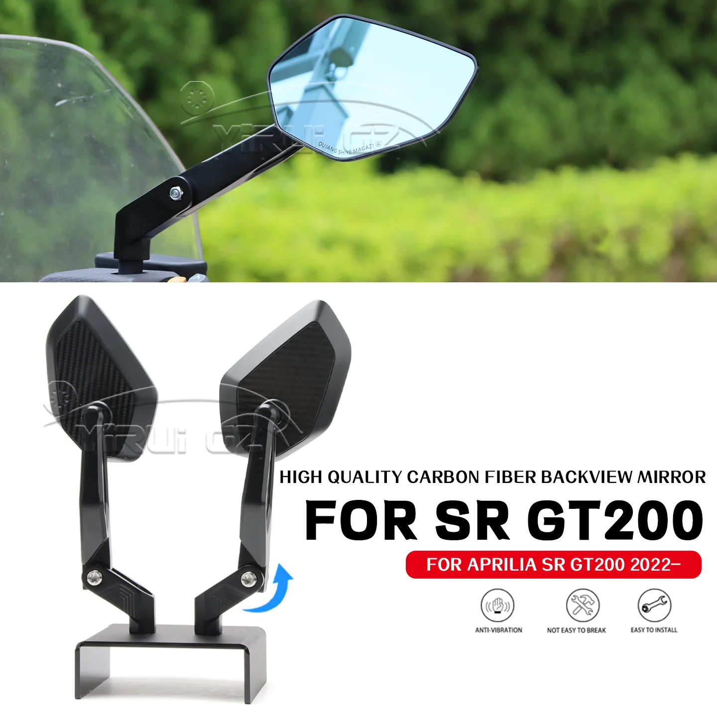 

Боковое зеркало заднего вида, складной стержень зеркала для APRILIA sr gt 200 200 2022-Зеркало заднего вида для мотоцикла, антибликовое зеркало с синим светом