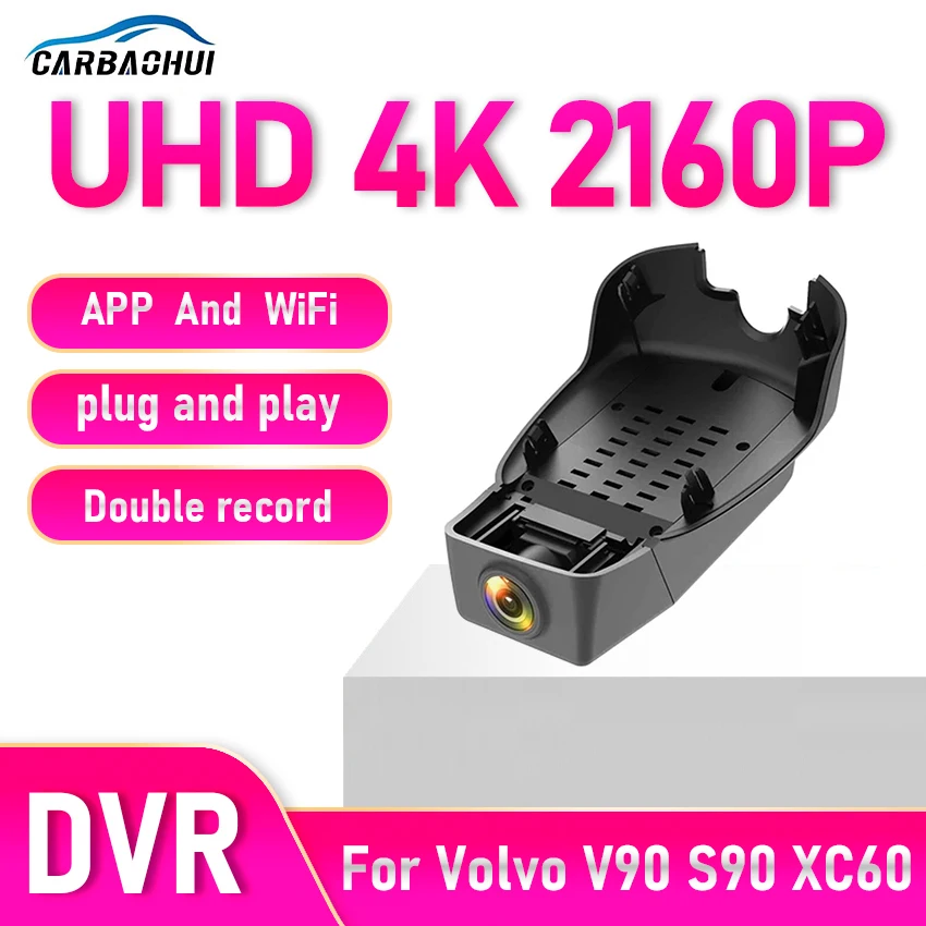 Cámara DVR para coche Plug and Play con WIFI, 2160P 4K, Dash Cam para Volvo V90 Cross Country S90 XC60 D3 T8 2018-2021, UHD DashCam para Volvo