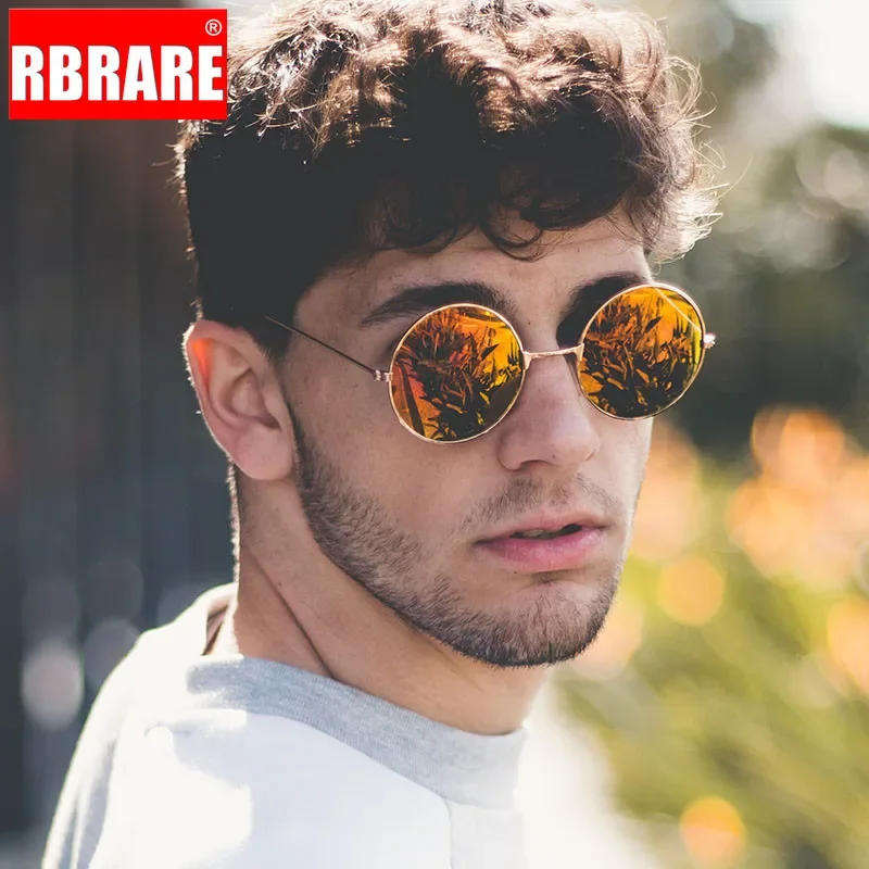 

RBRARE Alloy Round Sunglasses Women Optical Lens Glasses Metal Frame Colorful Mirror Sun Glasses Men Vintage Transparent Glasses