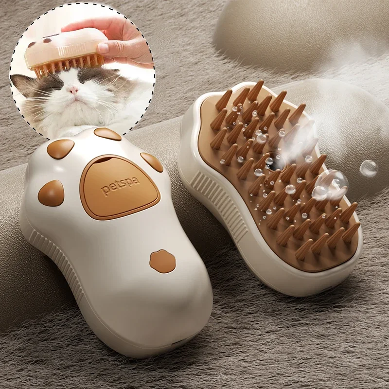 

Cat Steamy Brush Dog Massage Comb Built-in Electric Water Spray Soft Silicone Pet Hair Removal Grooming Brush Cat Accessories