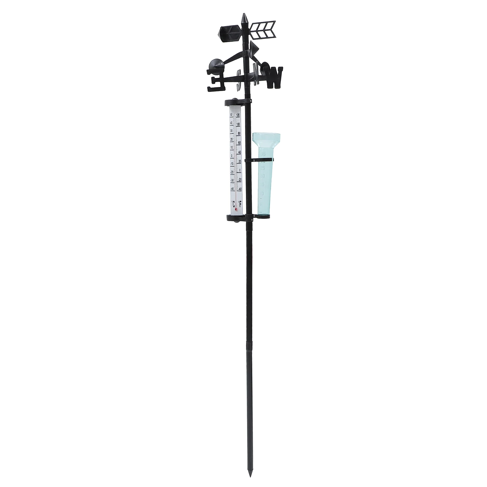 3 In Weather Station with Rain Gauge Vane Outdoor Thermometer Wind Direction Multi Function Triple