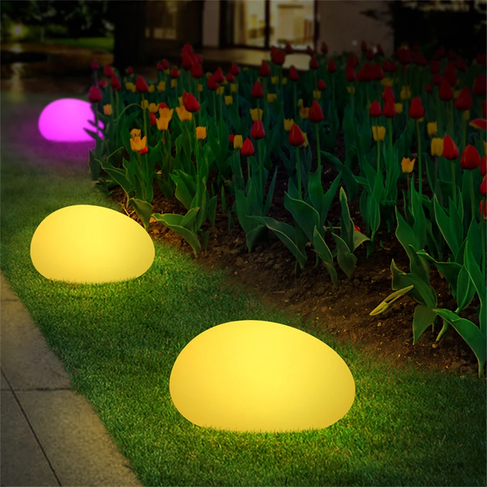 Imagem -04 - Usb em Mudança Rgb Artificial Seixo Luzes do Jardim Brilhante Paralelepípedos Forma Lâmpada para Pátio ao ar Livre Caminho Gramado Paisagem Decoração