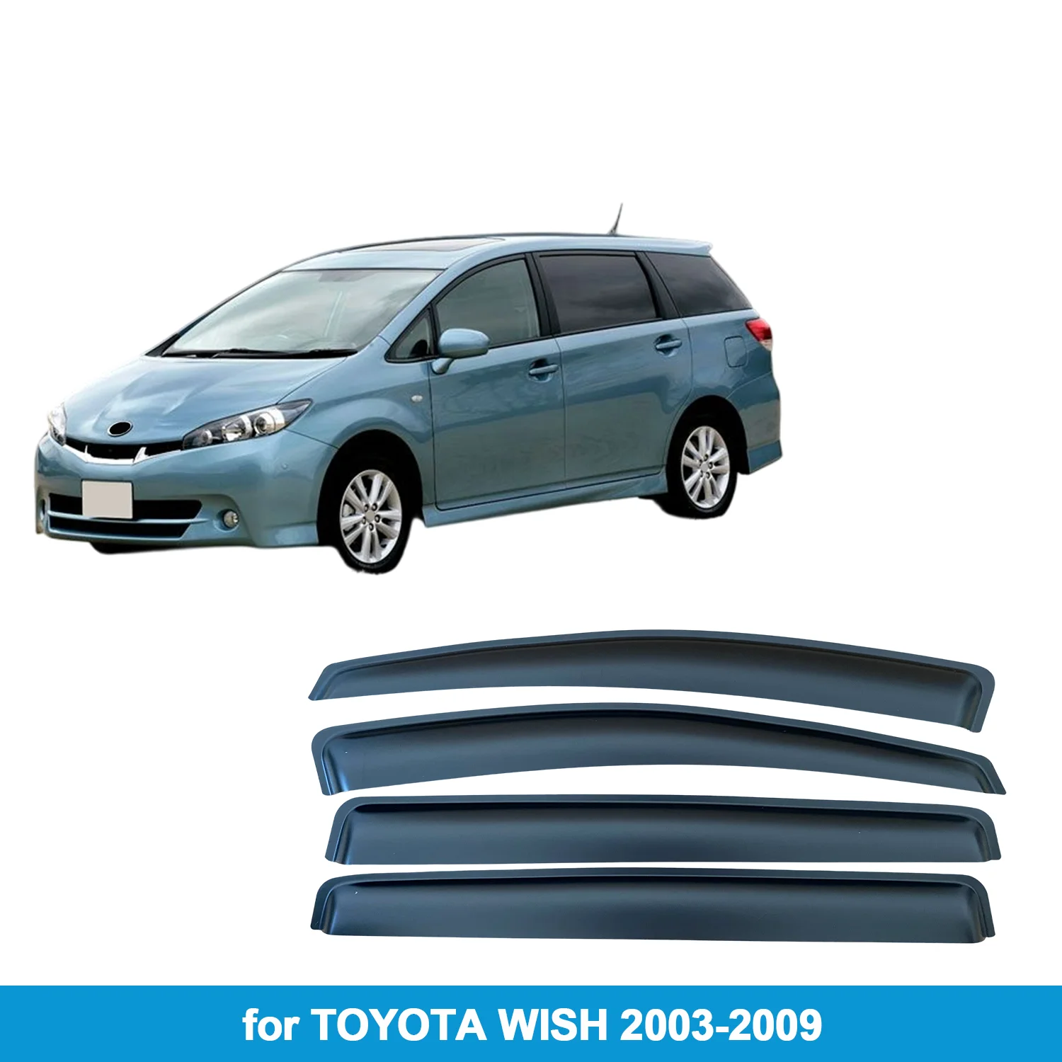 

Window Visor for TOYOTA WISH 2003-2009 Rain Guard Side Vent Deflector Weathershield Outside-Mount Tape On