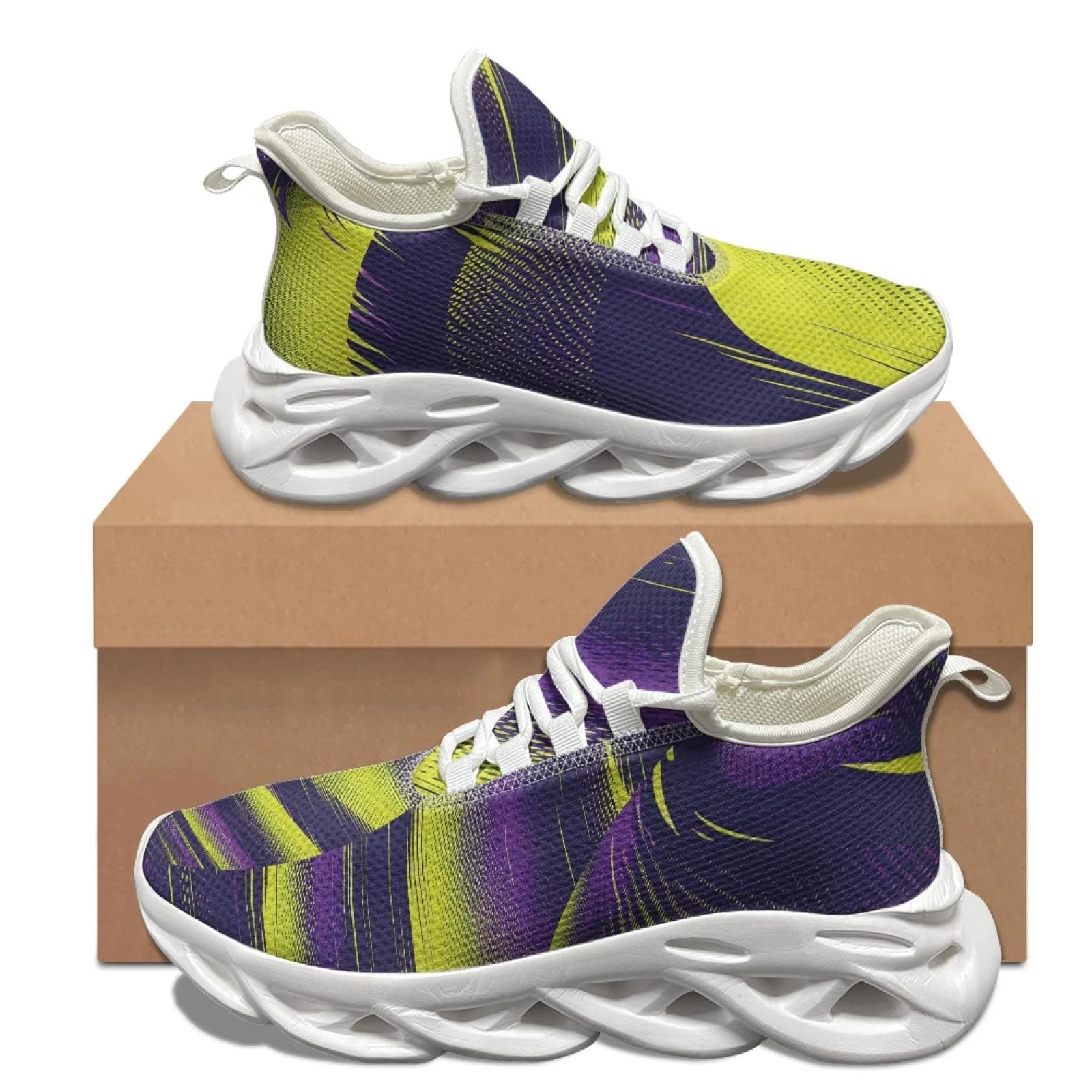 

XIXIRIMIDO Abstract Geometry Running Shoes Women's Lightweight Sneakers Men's Commuter Shoes Comfortable Breathable Soft 35-48
