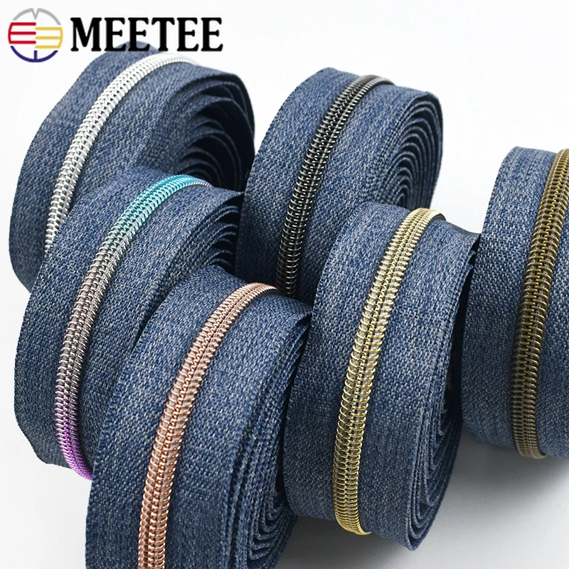 

1-8M Meetee 5# Denim Nylon Zippers Tape Continuous Zipper By Meters Garment Closures Coil Zips Repair DIY Sewing Accessories
