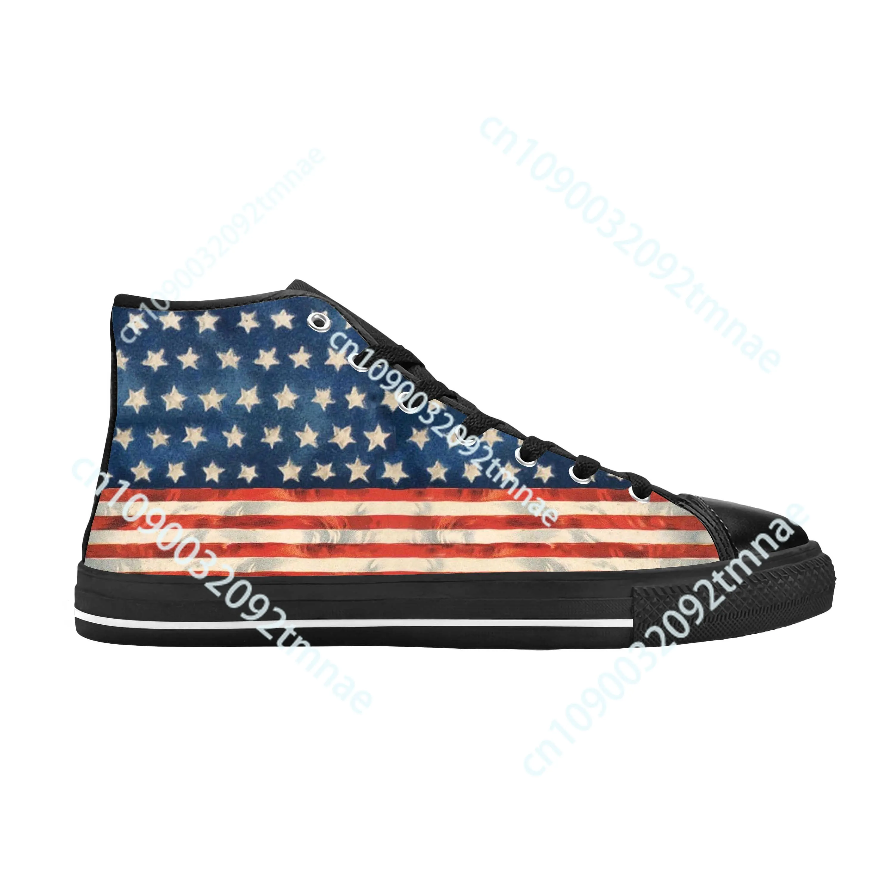 Hot United States USA American Flag Stars Stripes Casual Cloth Shoes High Top Comfortable Breathable Custom  Men Women Sneakers