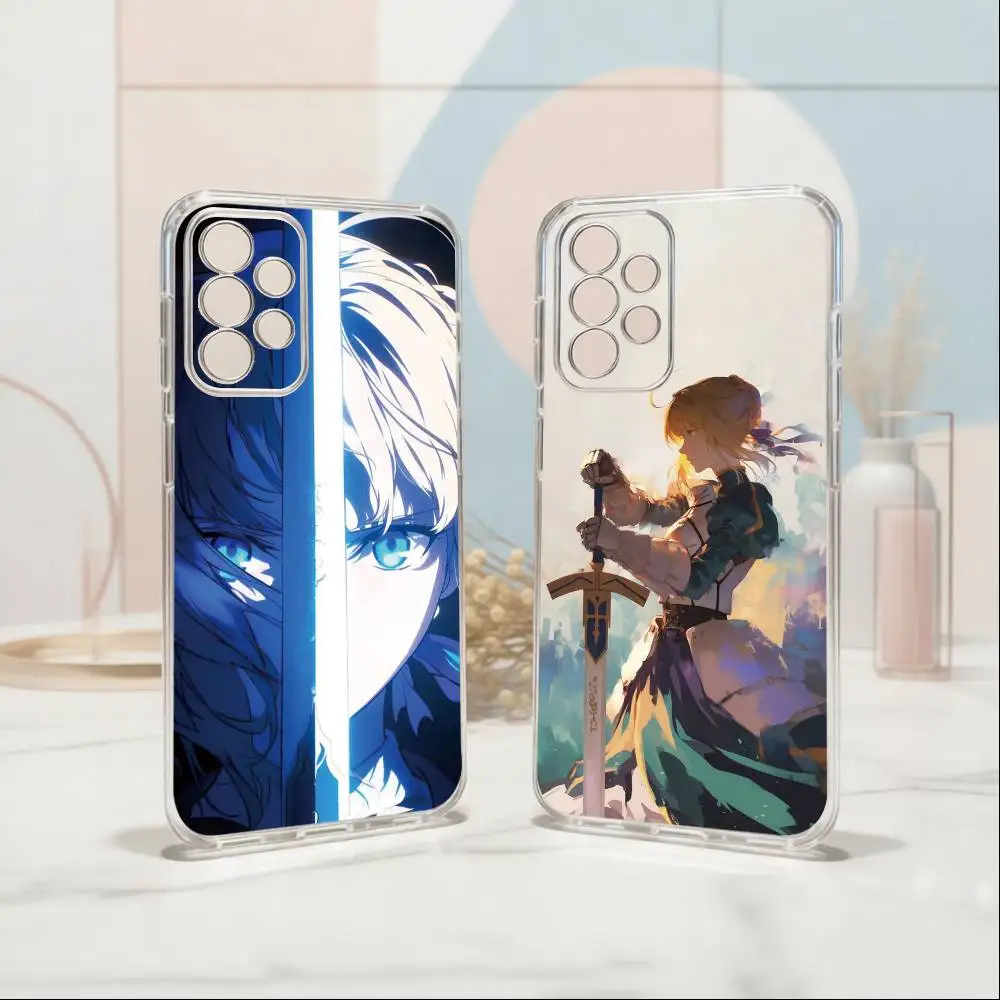 Fate saber Phone Case For Samsung S25,S24,S21,S22,S23,S30,Ultra,S20,Plus,Fe Transparent Cover