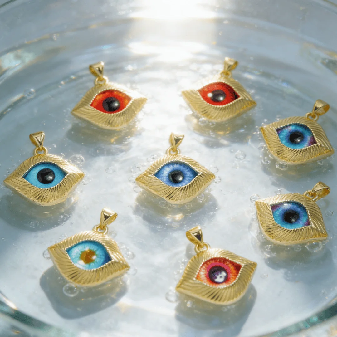 3 個のペンダントゴールドメッキレトロ邪眼幾何学模様のチャー - Men Accessories Evil Eye のレビューと価格