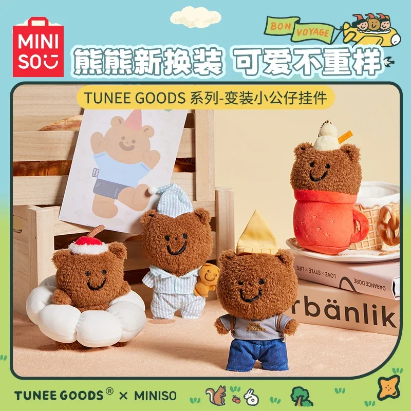 MINISO nowa seria TUNEE GOODS Kawaii transformacja chmura puchar pluszowy brelok lalka kreskówka mały miś Anime plecak wisiorek prezenty