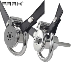 FRRK Chastity Belt with Inverted Cylinder Plugged Cock Cage Metal Penis Rings Harness Sex Toys Erotic Products 남성 파워 링