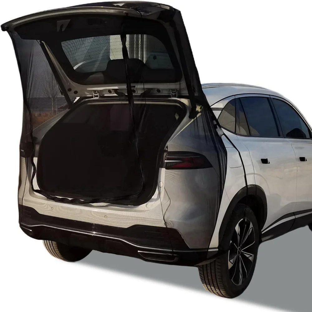

Easy Install Car Camping Tailgate Mesh Screen Rear Sunshade for Various For SUVs and Mini Vans Black Polyester