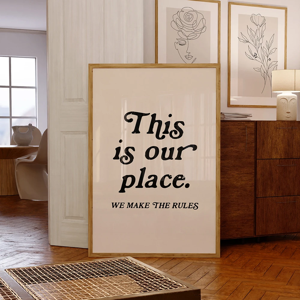 This Is Our Place We Make The Rules Quote Black Posters Taylor Lyrics Trendy Wall Art Prints Bar Car Aesthetic Home Decoration