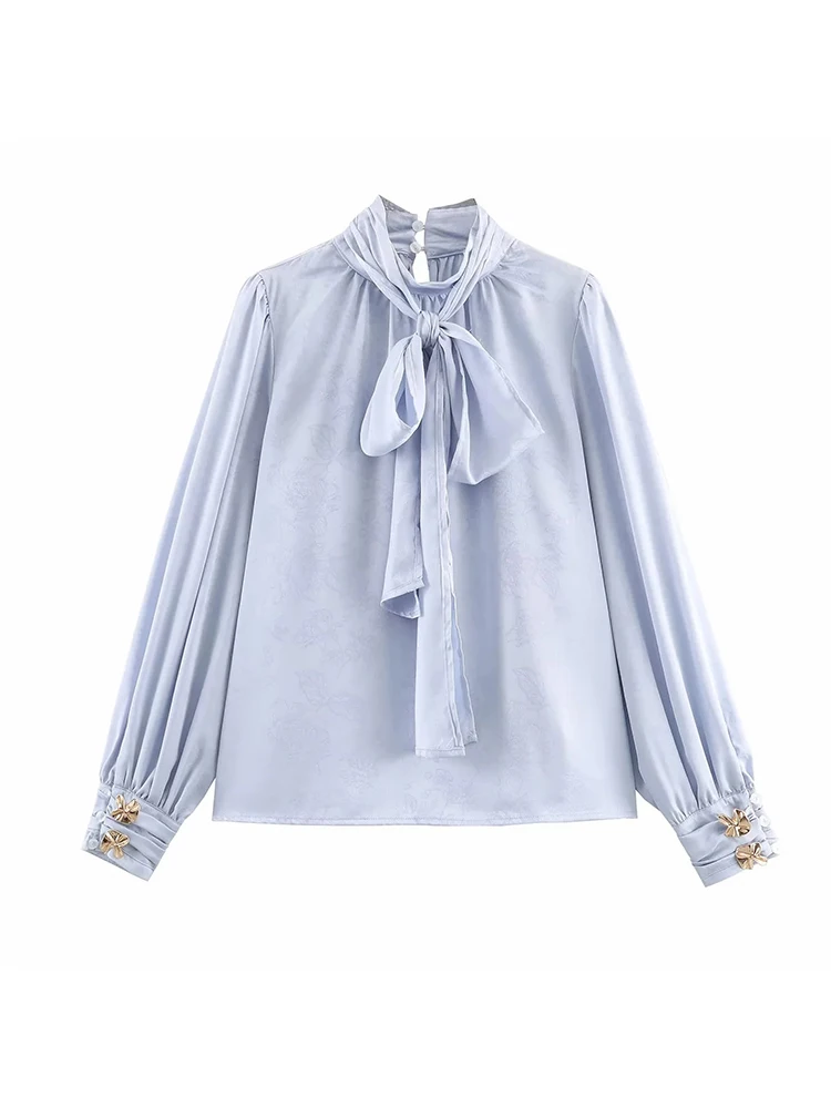

Women New Sexy Fashion Elegant Party Casual Bow-Knot Satin Texture Shirt Elegant Chic Women's Top for Special Occasions