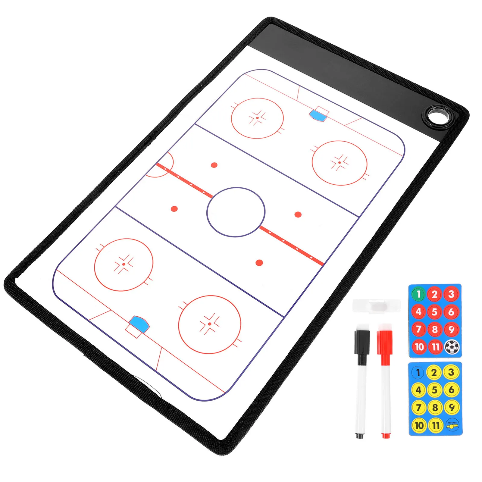

Набор из 1 многоразового двустороннего тренерского планшета для хоккея с шайбой с печатью для разработки командной стратегии, доска для стратегии с шайбой