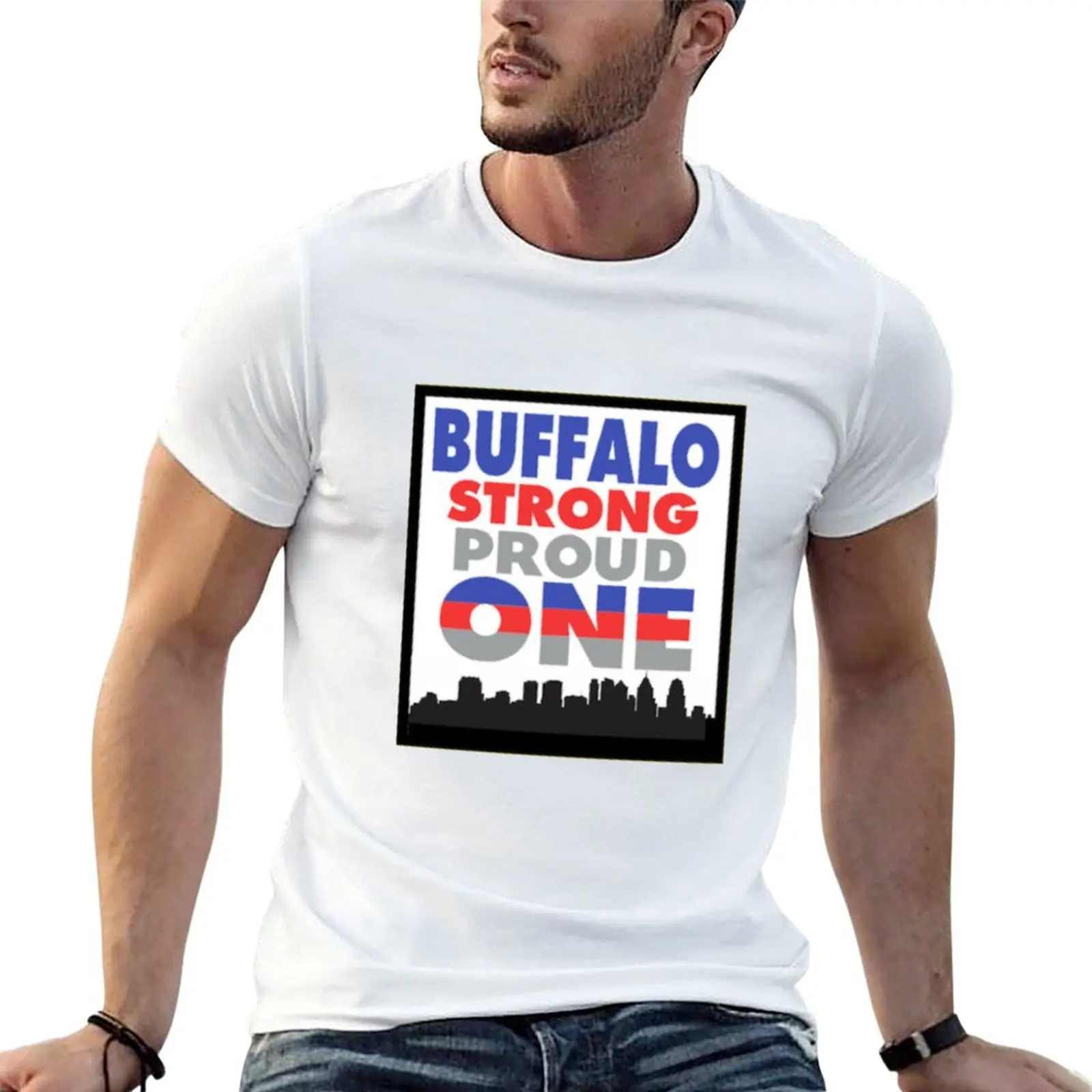Buffalo Strong, Proud, One - T-shirt basique à manches courtes pour hommes, tous les profits sont donés aux associations caritatives de Buffalo