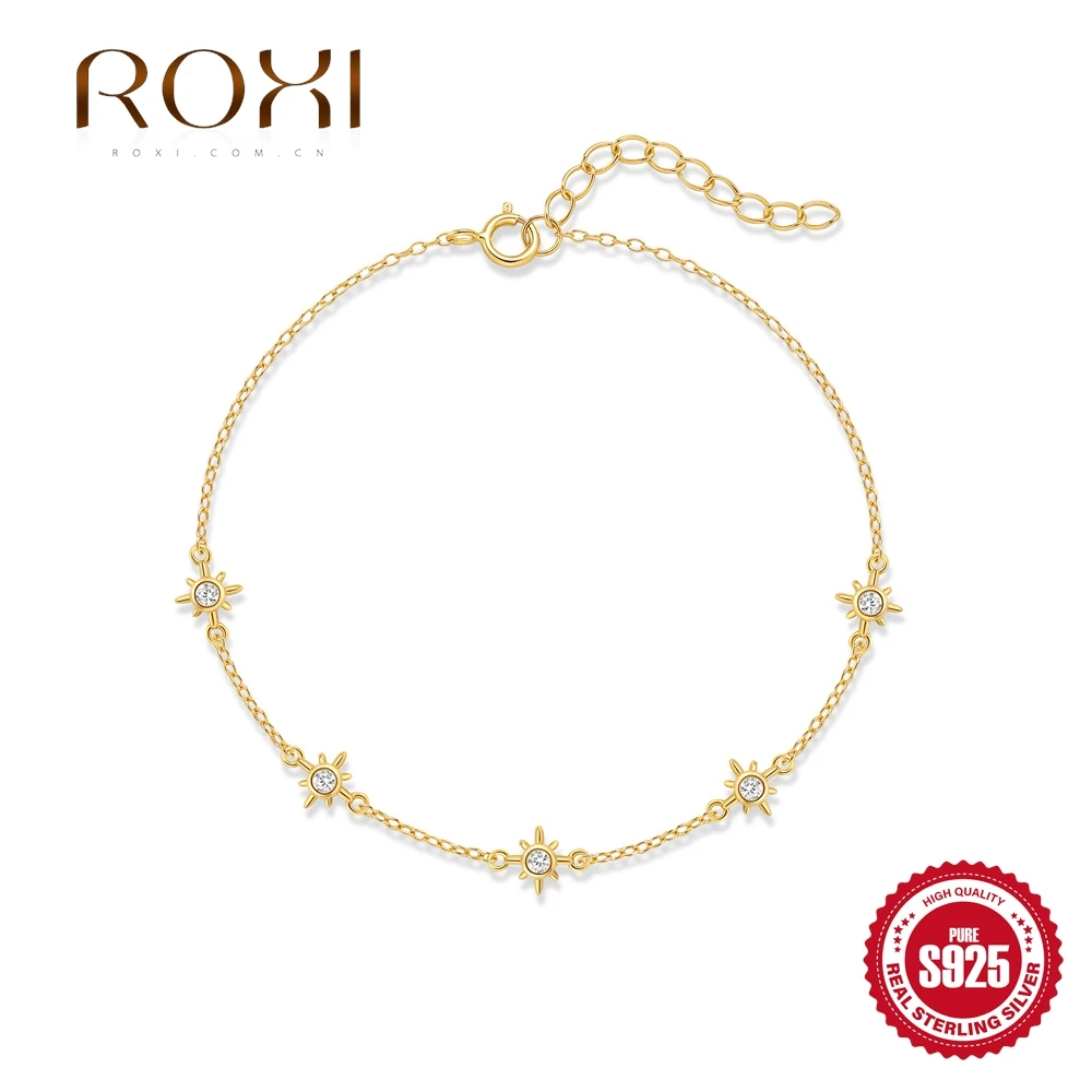

ROXI 925 Sterling Silver Eight-Pointed Star Zircon Bracelet for Woman European American Style Personality Simple Versatile