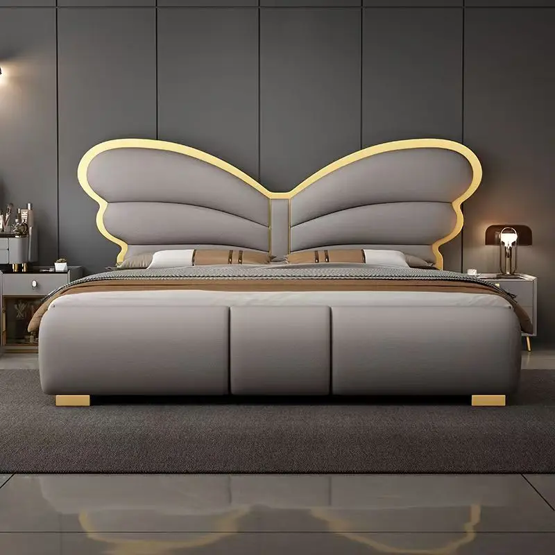 

！@2025 Modern Luxury King-Size Bed with Comfortable Mattress Home Hotel Furniture Queen Size Leather Soft Storage Bedroom Bed