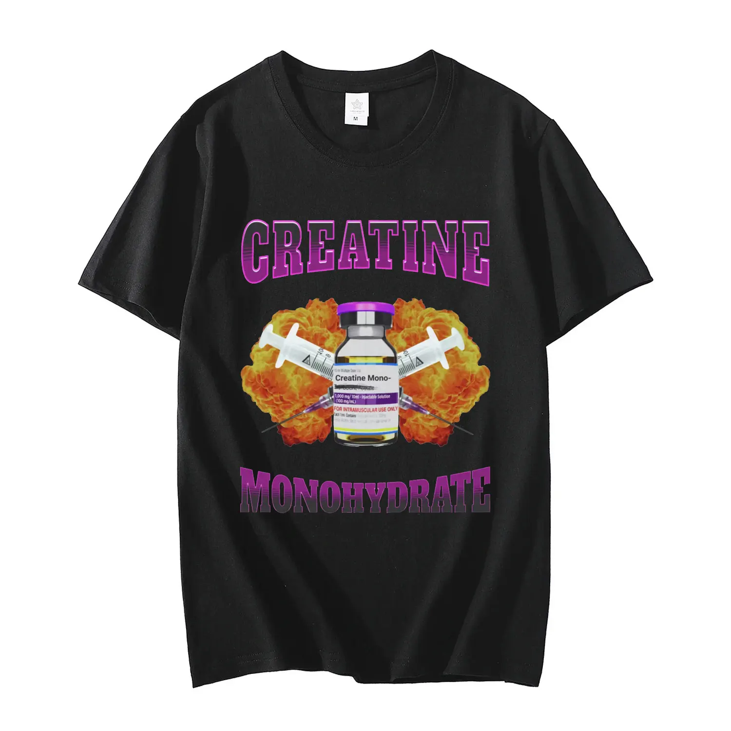 

Creatine Monohydrate Funny Meme T Shirt Gym Training Pump Cover T-shirt Fashion Vintage Short Sleeve T-shirts Unisex Streetwear