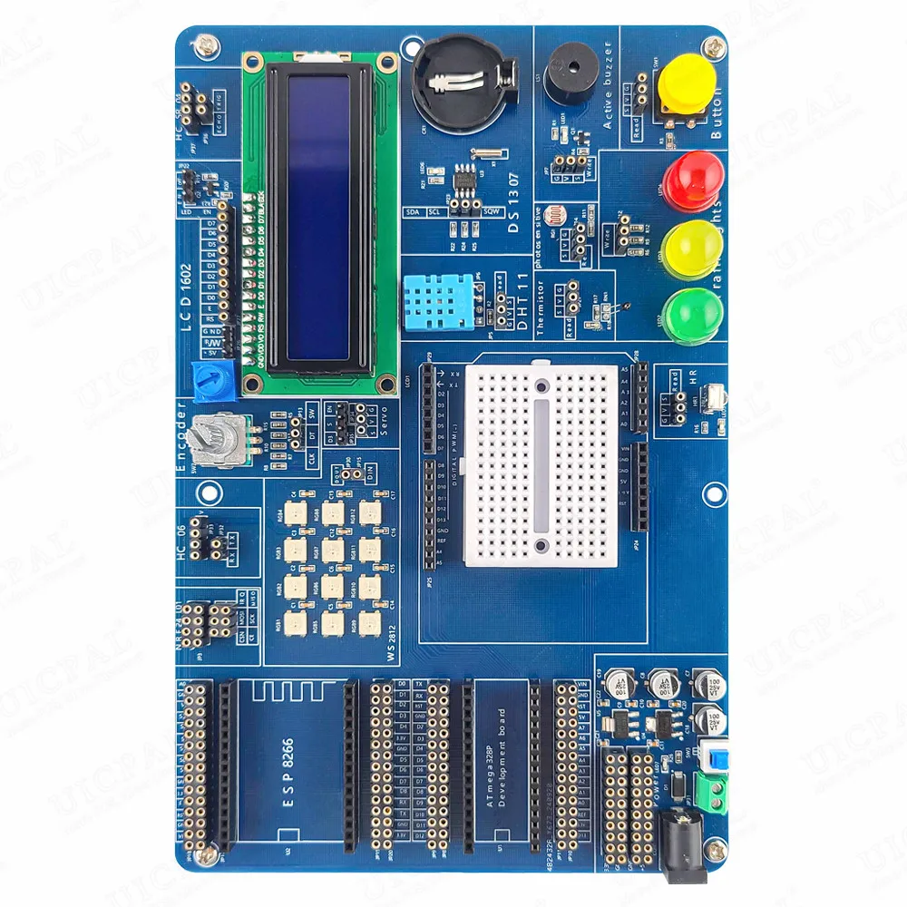 ESP8266 ATmega328P IOT Development Board Module for Arduino IDE Learning NRF24L01 DS1307 LED RGB DHT11 LCD1602 HC-06 HC-SR04