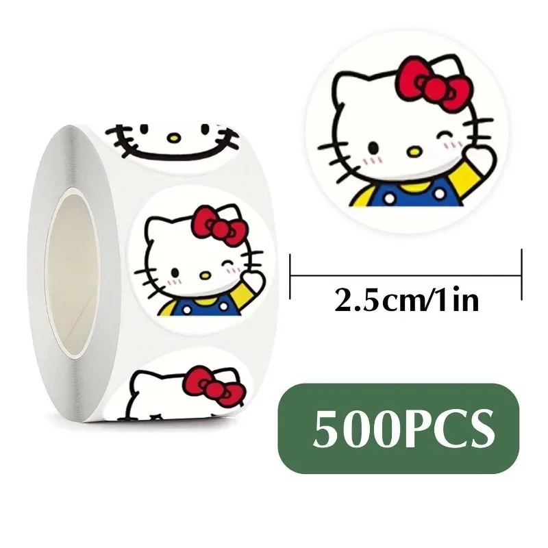 500Pcs/Roll Sanrio Stickers Kawaii Hello Kitty Melody Kuromi Cinnamoroll Luggage Graffiti Decals Kid Toy Decoration Sticker Gift