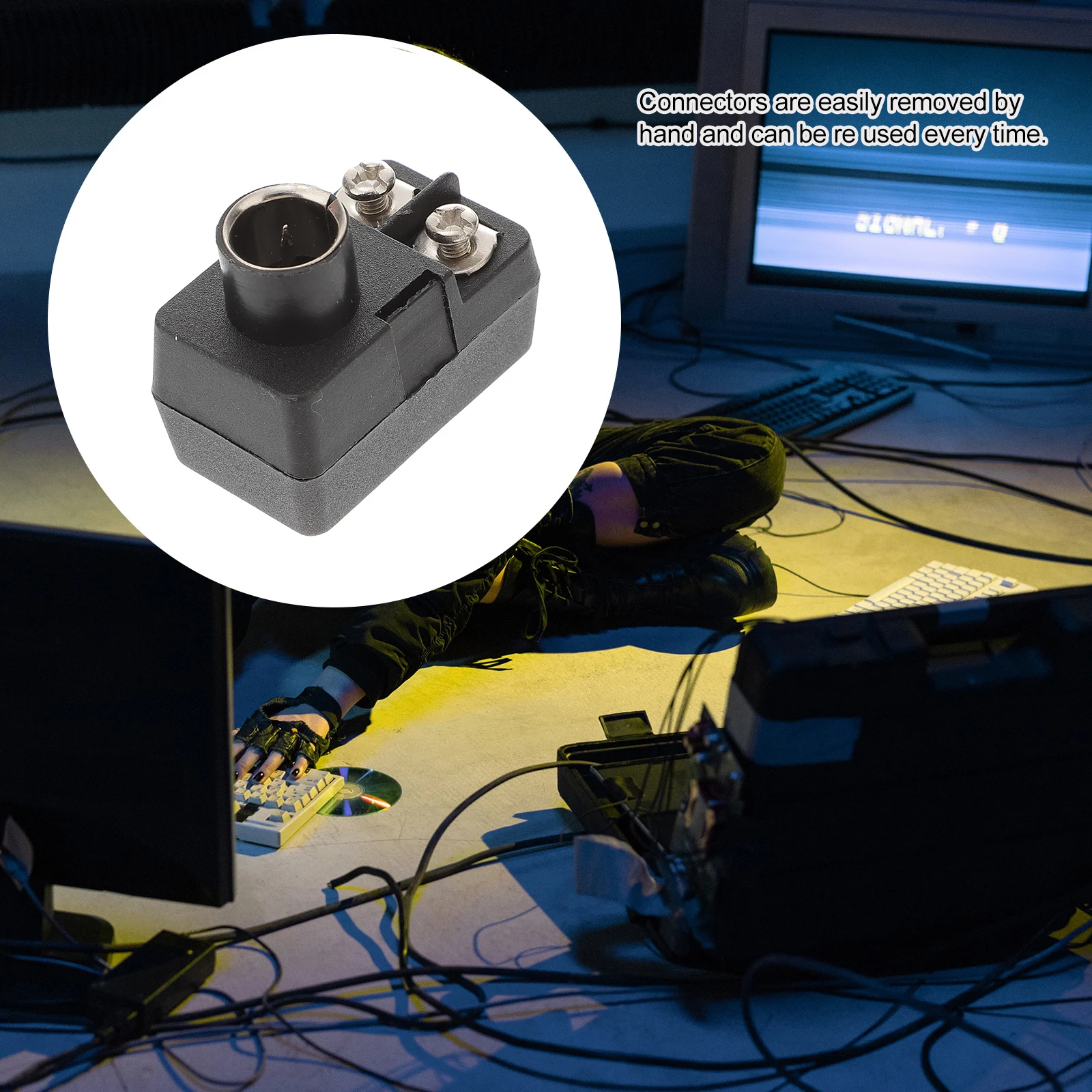 

2pcs 75-300 Ohm Signal Adapter Quick Push-On Converter Twin Lead To F-Type Male Connector Reusable Weather