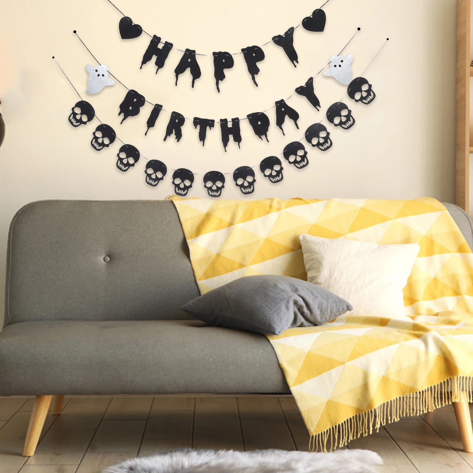 

Halloween Party Flag Birthday Photo Backdrop Banner for Bunting Decorations Flags