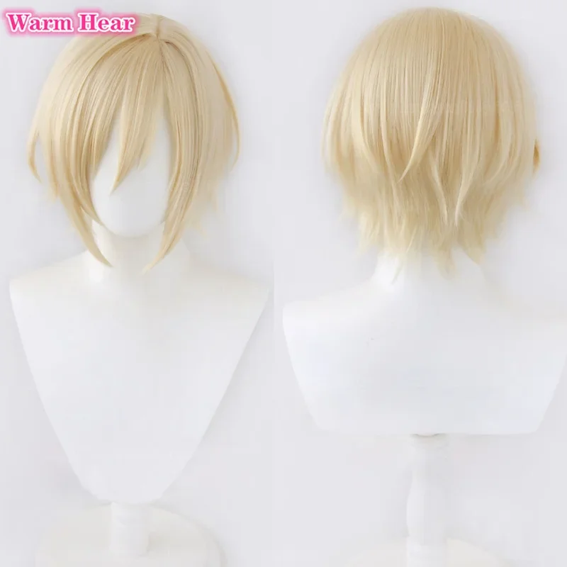 Anime tenshouin eichi peruca cosplay es tenshouin eichi peruca leite dourado resistente ao calor perucas de cabelo sintético + touca peruca