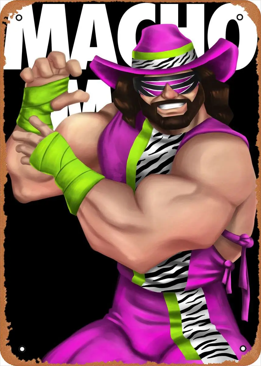 Pro Wrestling Macho Madness Poster 8x12 Inch Retro Vintage Metal Sign Home Man Cave Art