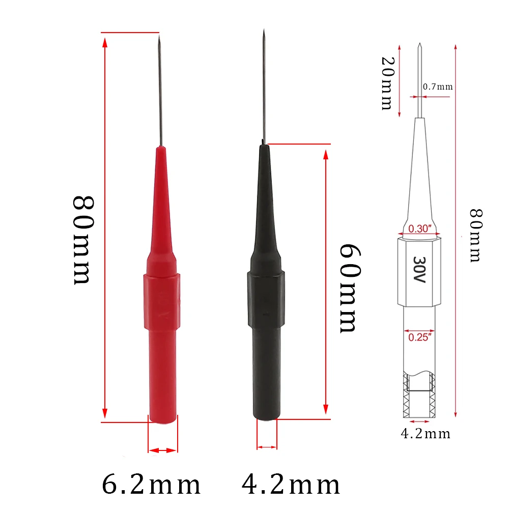 1/2/5Pair 0.7mm Digital Instrumentation Multimeter Test Probe Micro Pins 30V 1A Instrument Part Repair Test Puncture Lead Needle