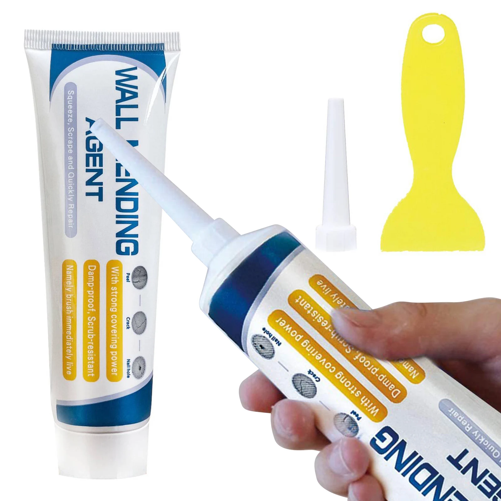 Wall Mending Agent with Scraper Strong Adhesion Paint Wall Surface Hole Fill Quick and Easy Solution for Crack/Nail Hole