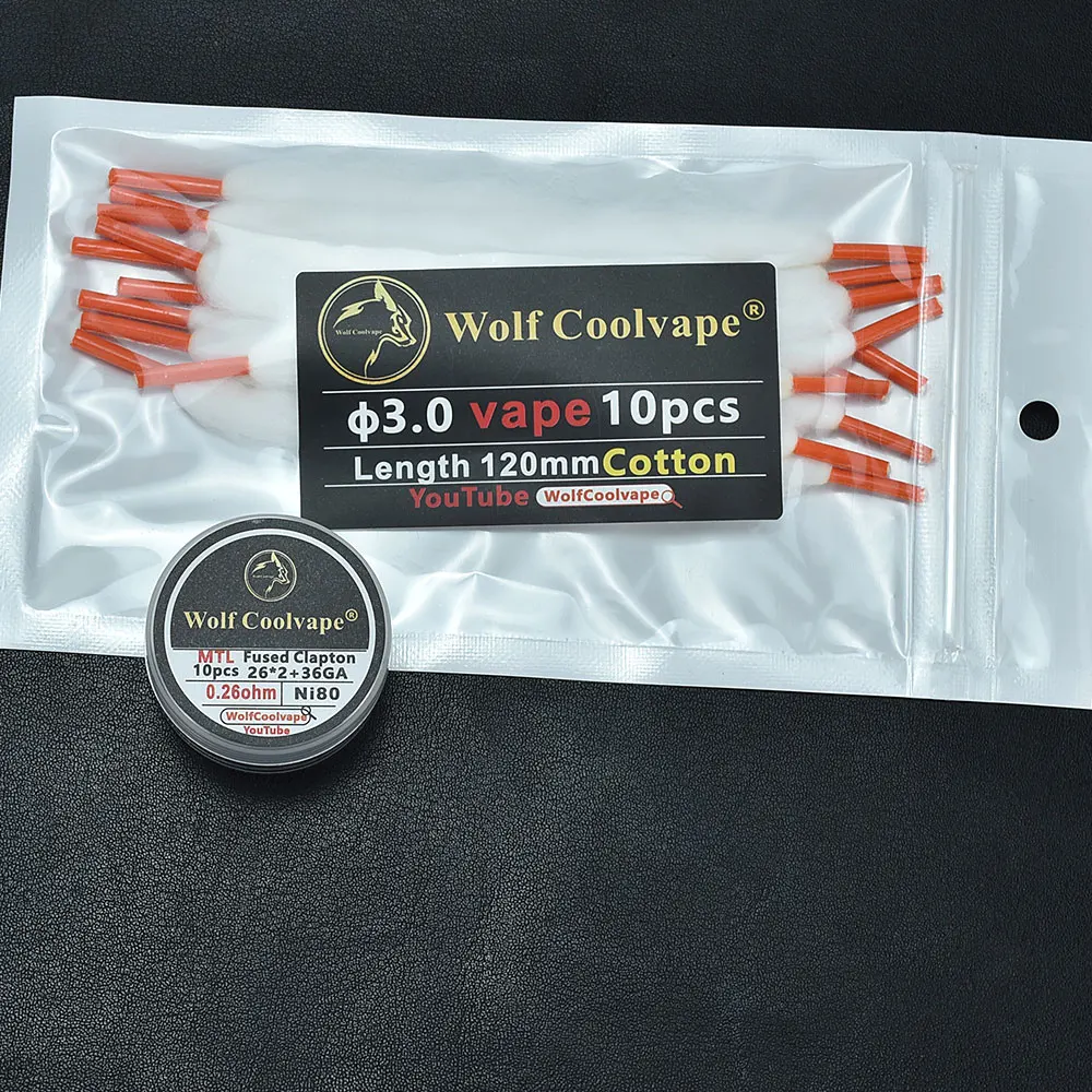 Original Box Cotton Wool 10/50 Pack MTL cottons Organic Prime Bacon 0.26ohm/1.2ohm coils cottons For RDA RTA RBA Coils