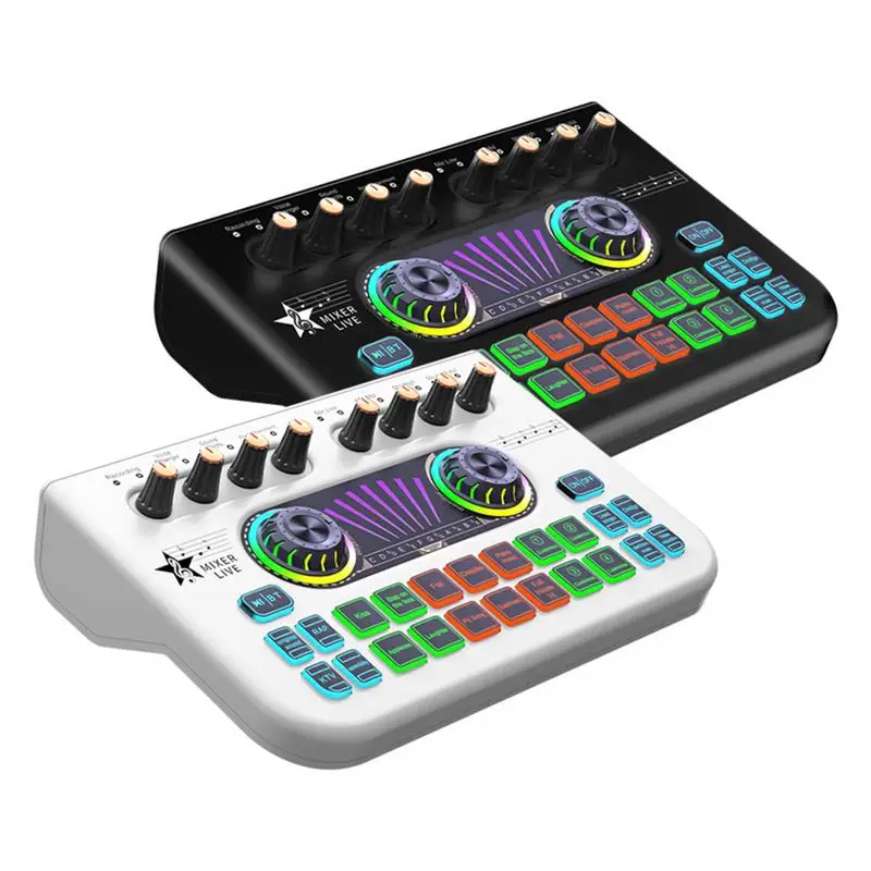 Gaming Audio Mixer,Streaming Mixer with Audio Interface BT Sound Board Voice Changer Sound Card,for Live Streaming XLR-3.5mm