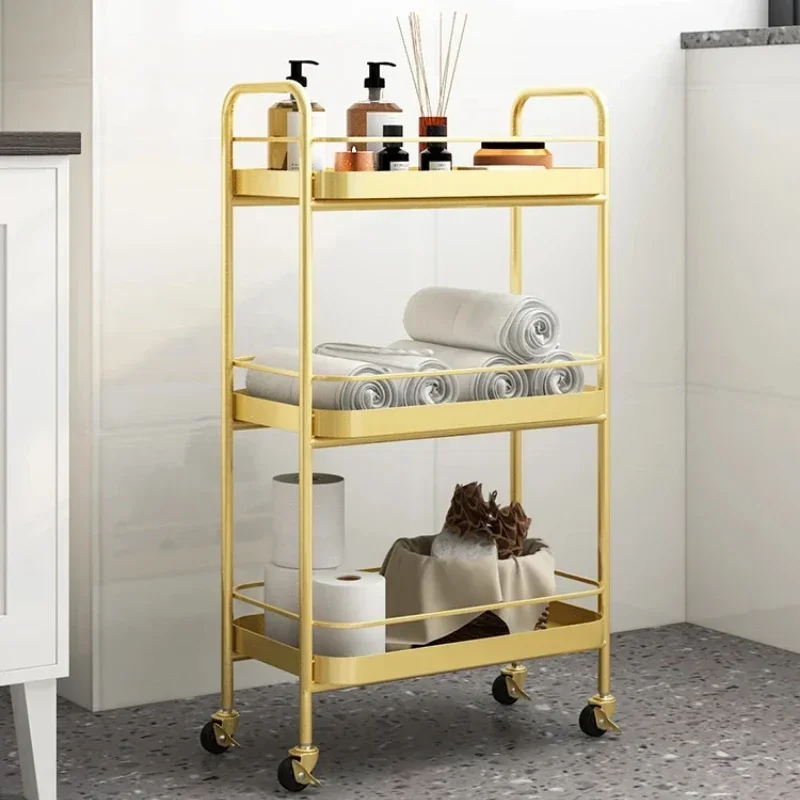 Nordic Multi-Layer Spa Cart with Wheels Mobile Storage Rack for Towels Space-Saving Organizer for Showers Flexible Towel Rack