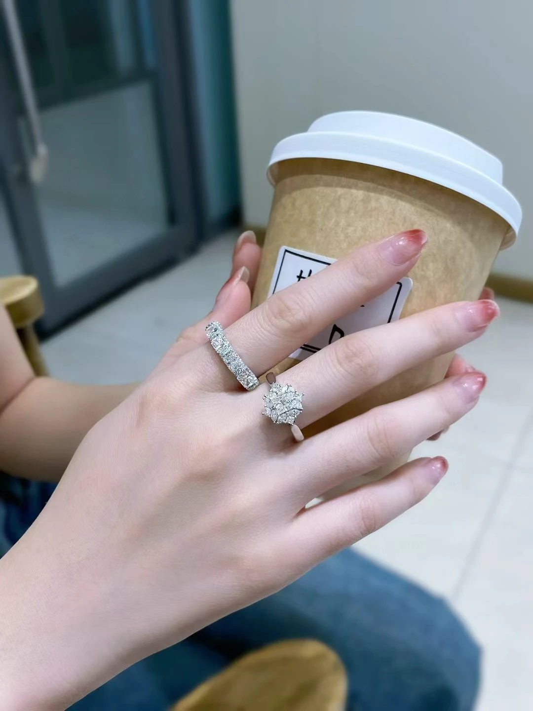 

18K gold lab-grown diamond radiant cut 0.4CT 5-stone diamond ring engagement ring fine jewelry custom wholesale