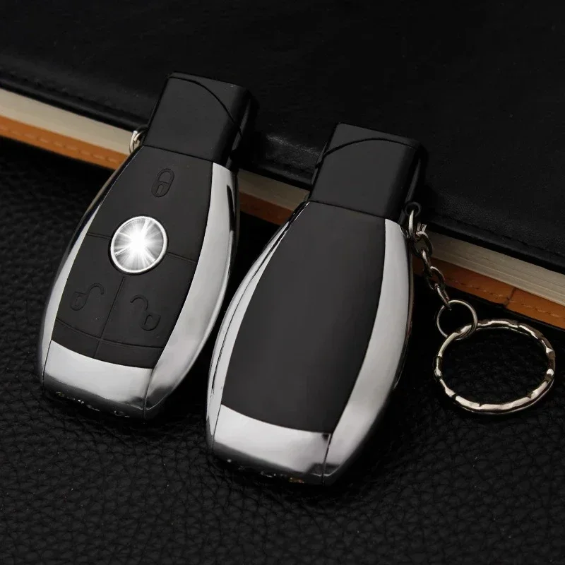 Car Key Gas Lighter Windproof Red flame Cigarette Lighter Personalized Key Chain Lighting Cigarette Wholesale