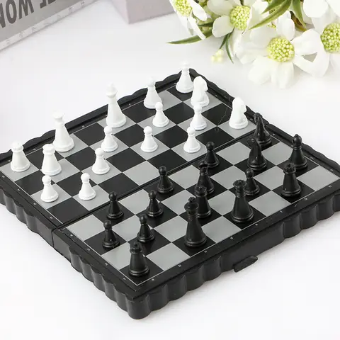 Mini Chessmen Checkers Magnetic Board Games Folding Flying Chess Ludo Snakes and Ladders for Friend Children Gift Camping Travel