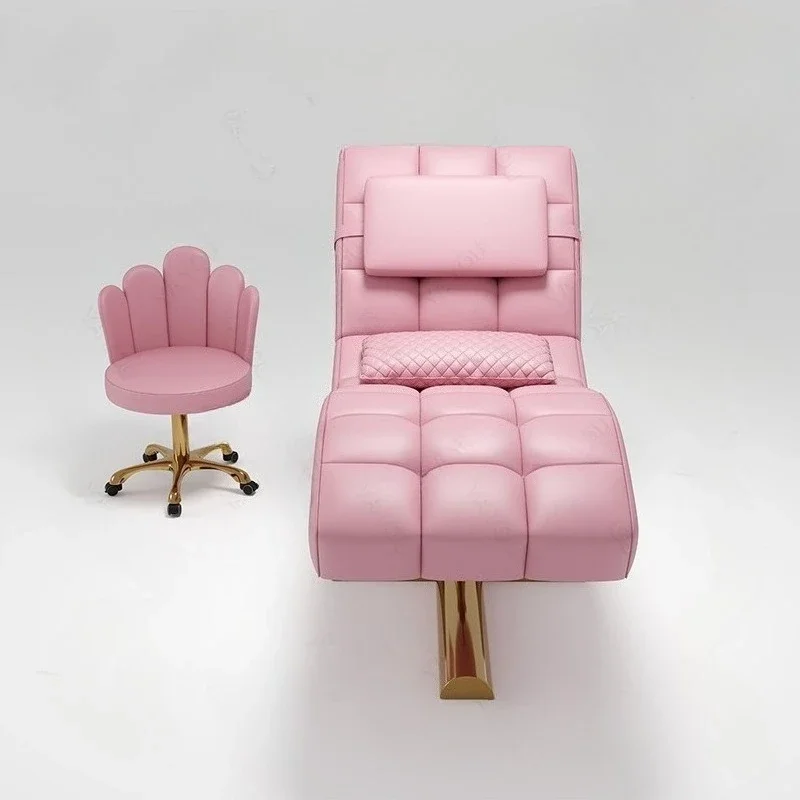 سرير تدليك سبا خاص لصالون التجميل على شكل حرف S وتطريز الرموش وسرير الوجه بارتفاع الرأس قابل للتعديل #3