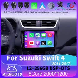 Android 16 For Suzuki Swift 4 2011-2017 Car Radio Head Unit Auto BT Stereo Multimedia Video Monitor GPS Navigation WIFI 4G DSP 4