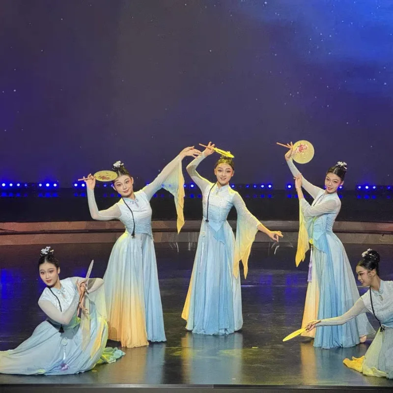 Chinese Style Elegant Big Skirt Art Test Costume Children's Classical Dance Costume