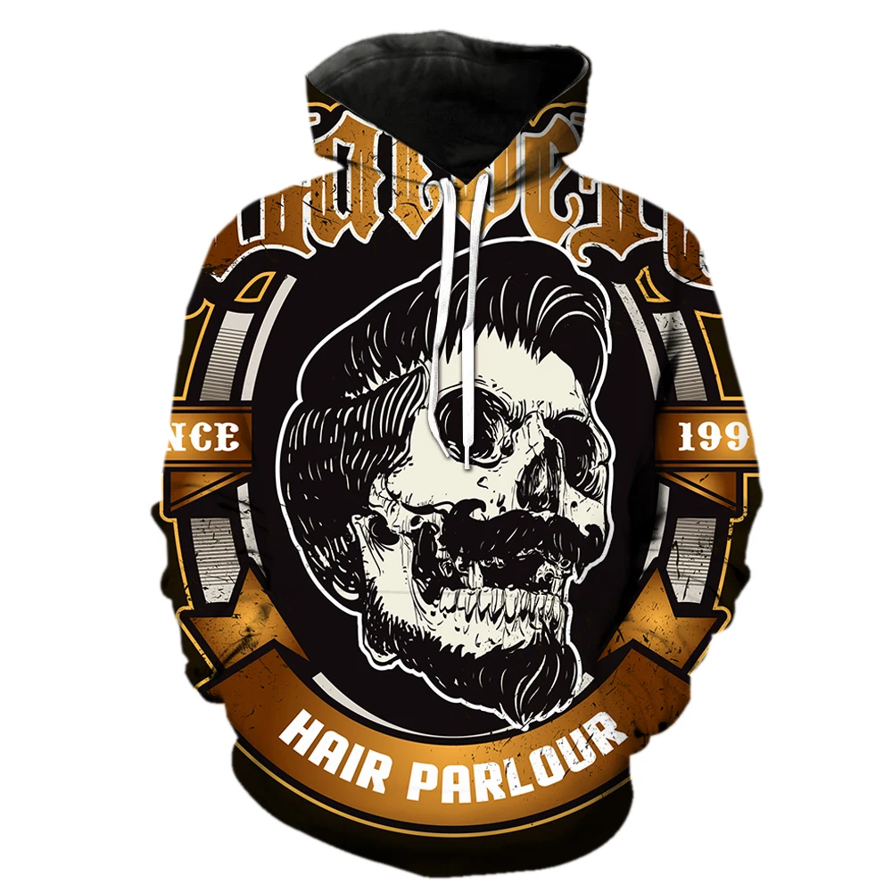 

Cartoon Skull Barber Men's Hoodies With Hood Jackets 3D Print Funny 2022 Hot Sale Unisex Cool Sweatshirts Tops Streetwear Teens