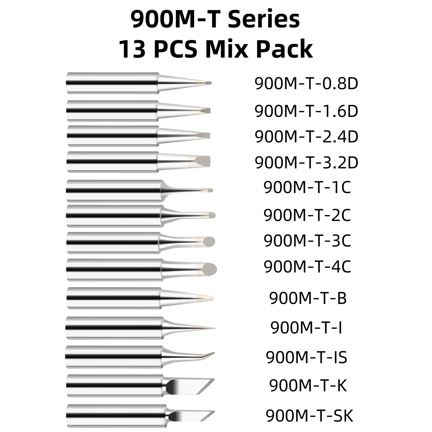13 قطعة/المجموعة 900M-T سبيكة لحام رئيس مزيج أطراف لحام خالية من الرصاص 1C 2C 3C 4C 0.8D 1.6D 2.4D 3.2D K SK B I IS ملحقات لحام