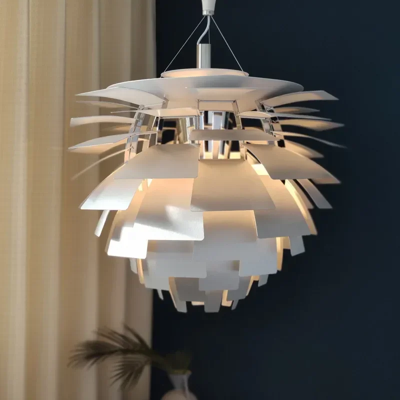 Lámpara colgante de piña danesa, candelabro de diseño Louis, decoración para sala de estar, lámpara colgante de aluminio, suspensión de alcachofra de 72/84cm